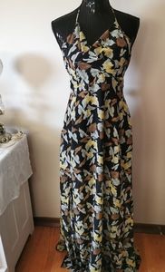 4Si3nna Strappy Back Sheer Floral Maxi Dress
